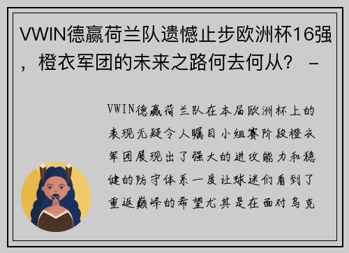 VWIN德赢荷兰队遗憾止步欧洲杯16强，橙衣军团的未来之路何去何从？ - 副本